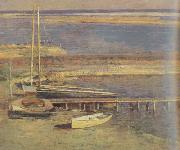 Theodore Robinson Boats at a Landing (nn02) oil on canvas
